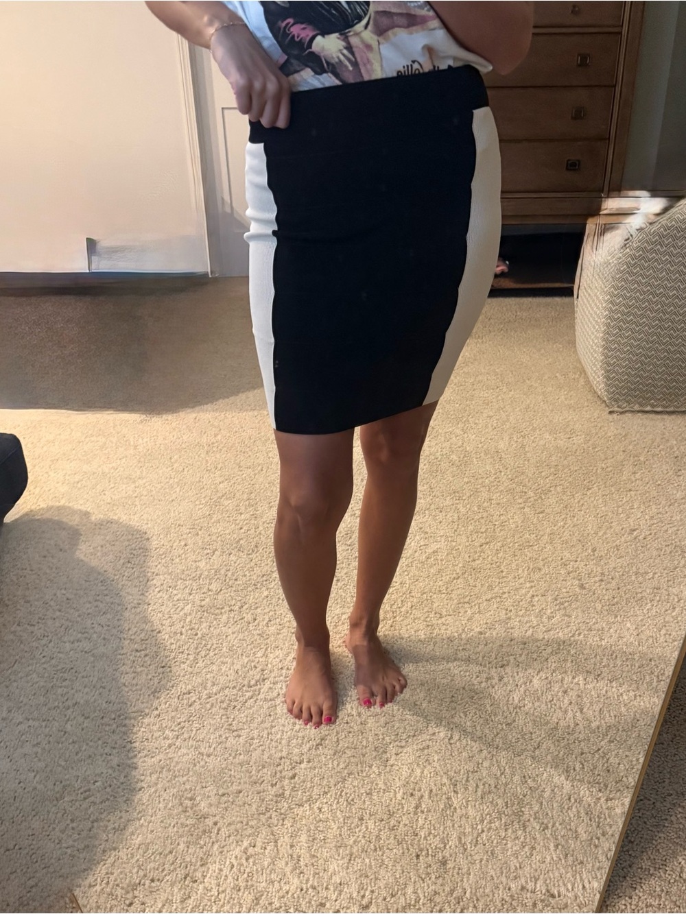 Rock & Republic Black and White Colorblock Pencil Skirt